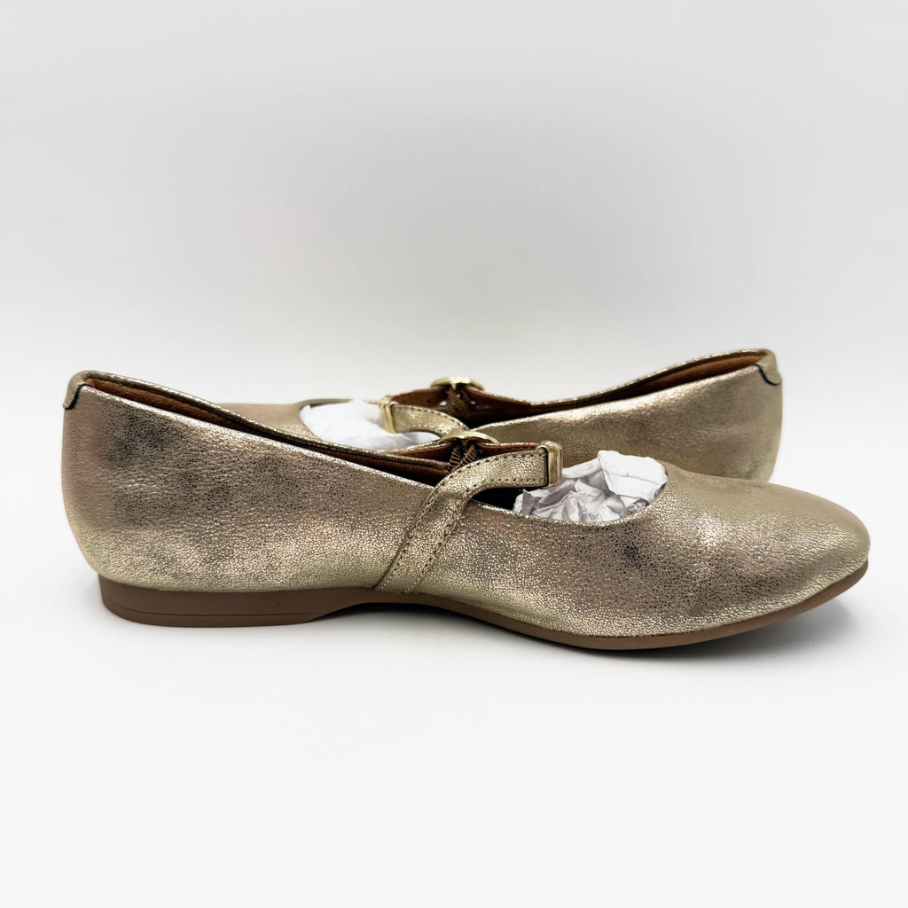 Eurosoft Womens Khloe Mary Jane Flats Size 6 Gold Metallic Buckle Strap NWOB