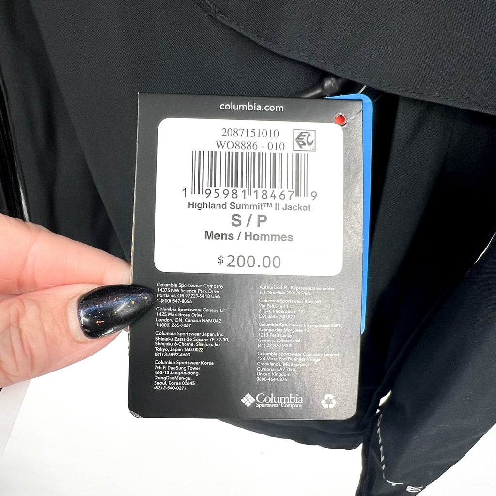 Columbia Mens Highland Summit II Jacket Small Black Waterproof Winter Coat NWT