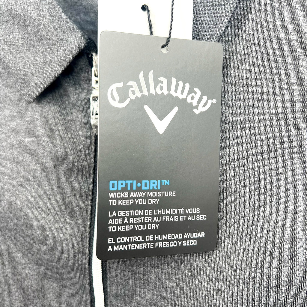 CALLAWAY Womens Polo Shirt Large Black Heather 1/4 Zip Sleeveless Golf NWT