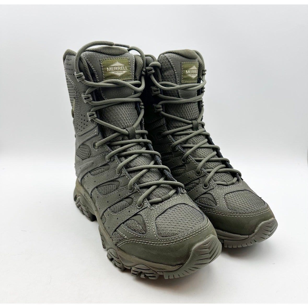 MERRELL Work Moab 3 8" Tactical Boots Mens 5 Womens 7 Green Leather NWOB