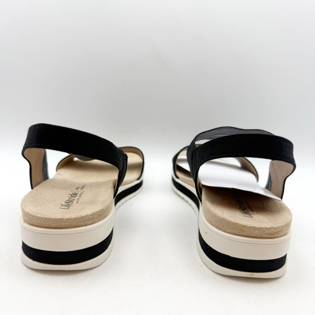 LifeStride Womens Zing Platform Sandals US 7.5 M EU 38 Black NIB