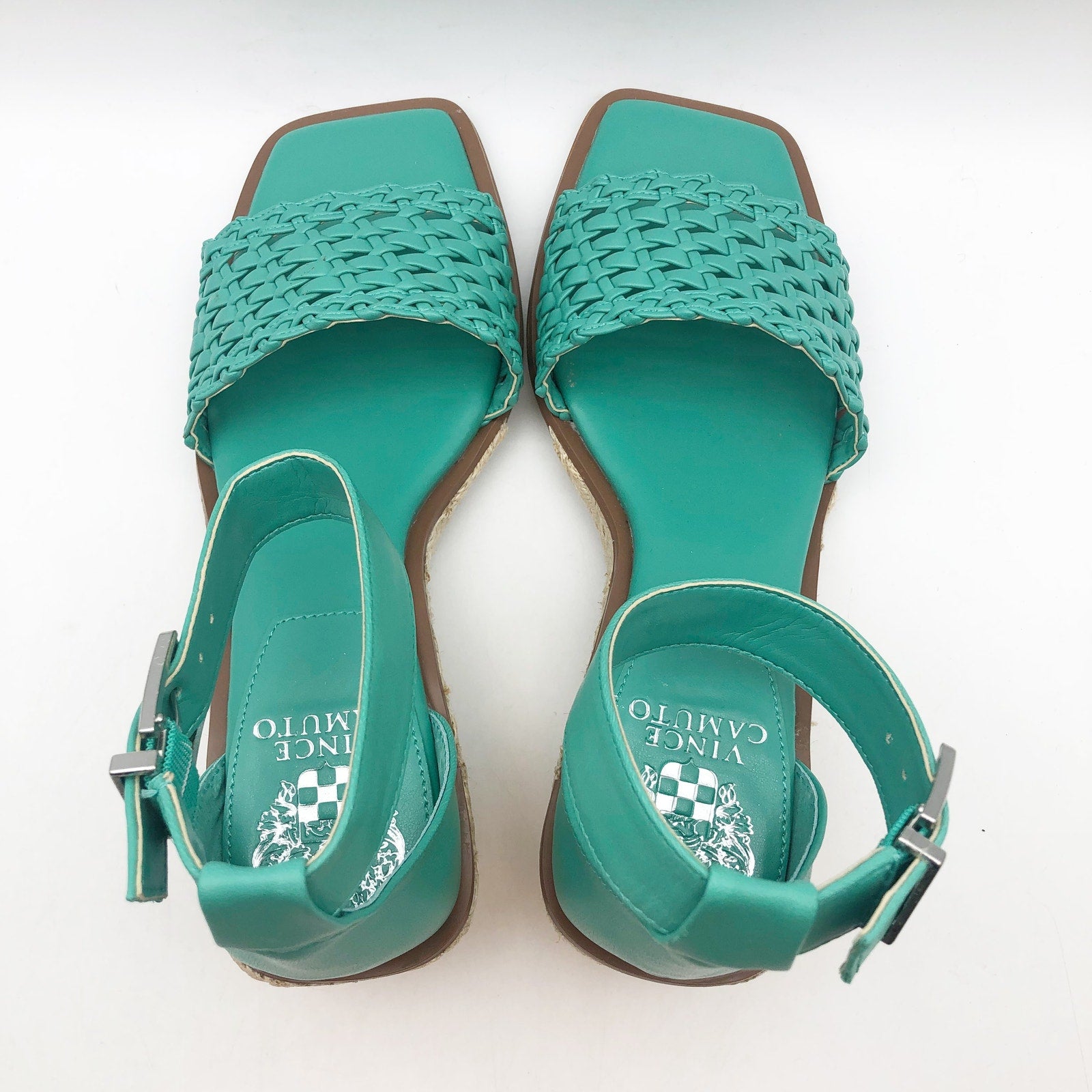 Vince Camuto Womens Bretandi Espadrille Wedge Sandals Size 7.5 Blue Green NIB