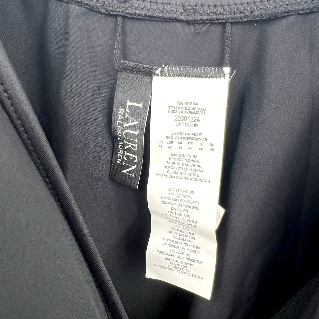 LAUREN RALPH LAUREN Double Strap Twist Tankini Top Size 12 Black Underwire NWT
