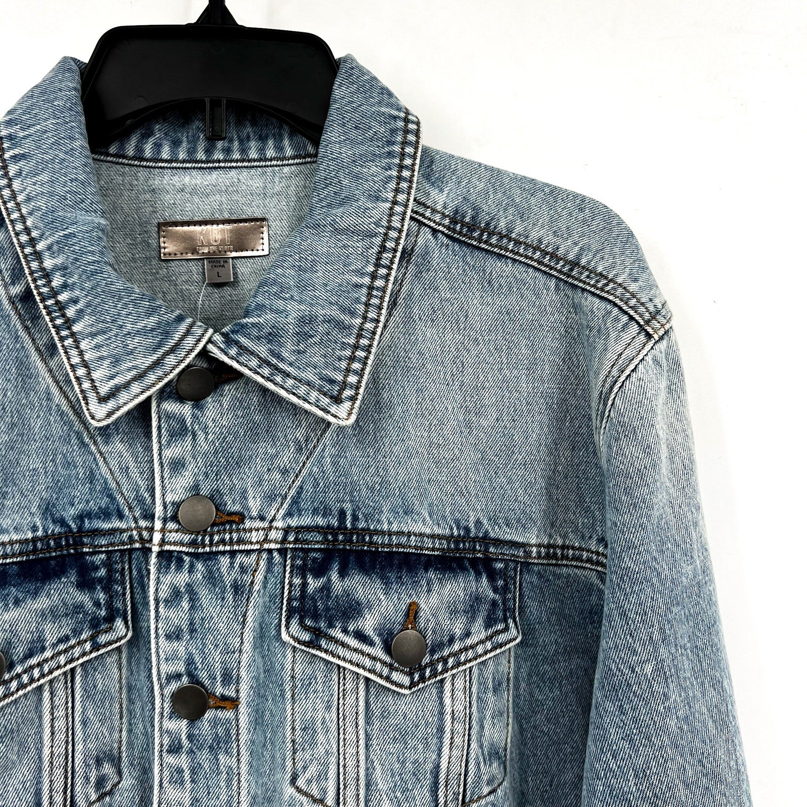 KUT FROM THE KLOTH Emmy Boyfriend Jean Jacket Large Medium Blue Relaxed Fit NWT