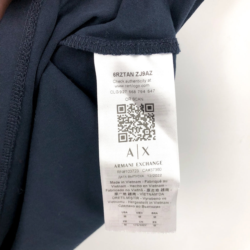 ARMANI EXCHANGE Men's Logo T-Shirt Medium Navy Blue Slim Fit Short Sleeve NWOT