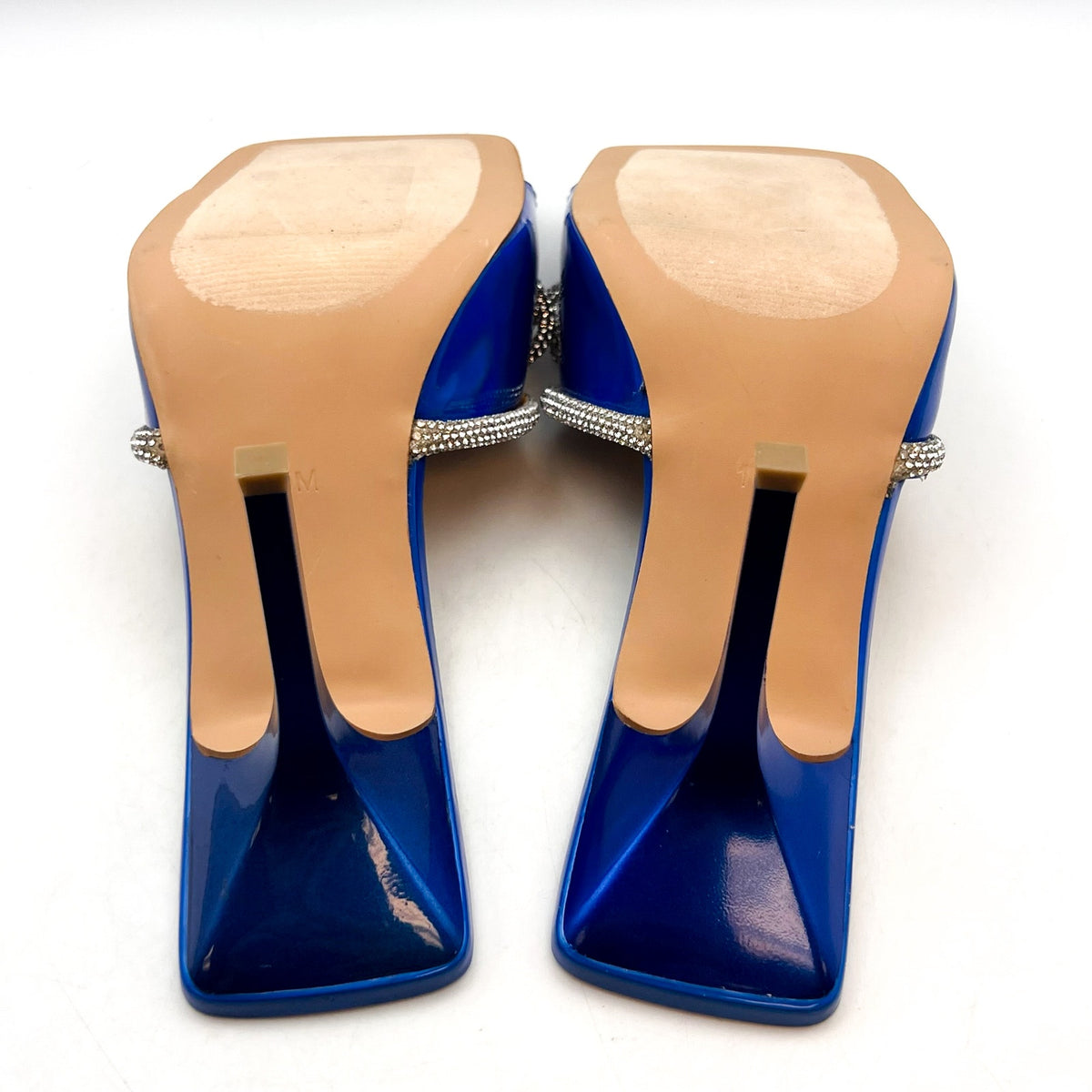 STEVE MADDEN Women's Embellish Heeled Sandals Size 10M Blue Square Toe NWOB