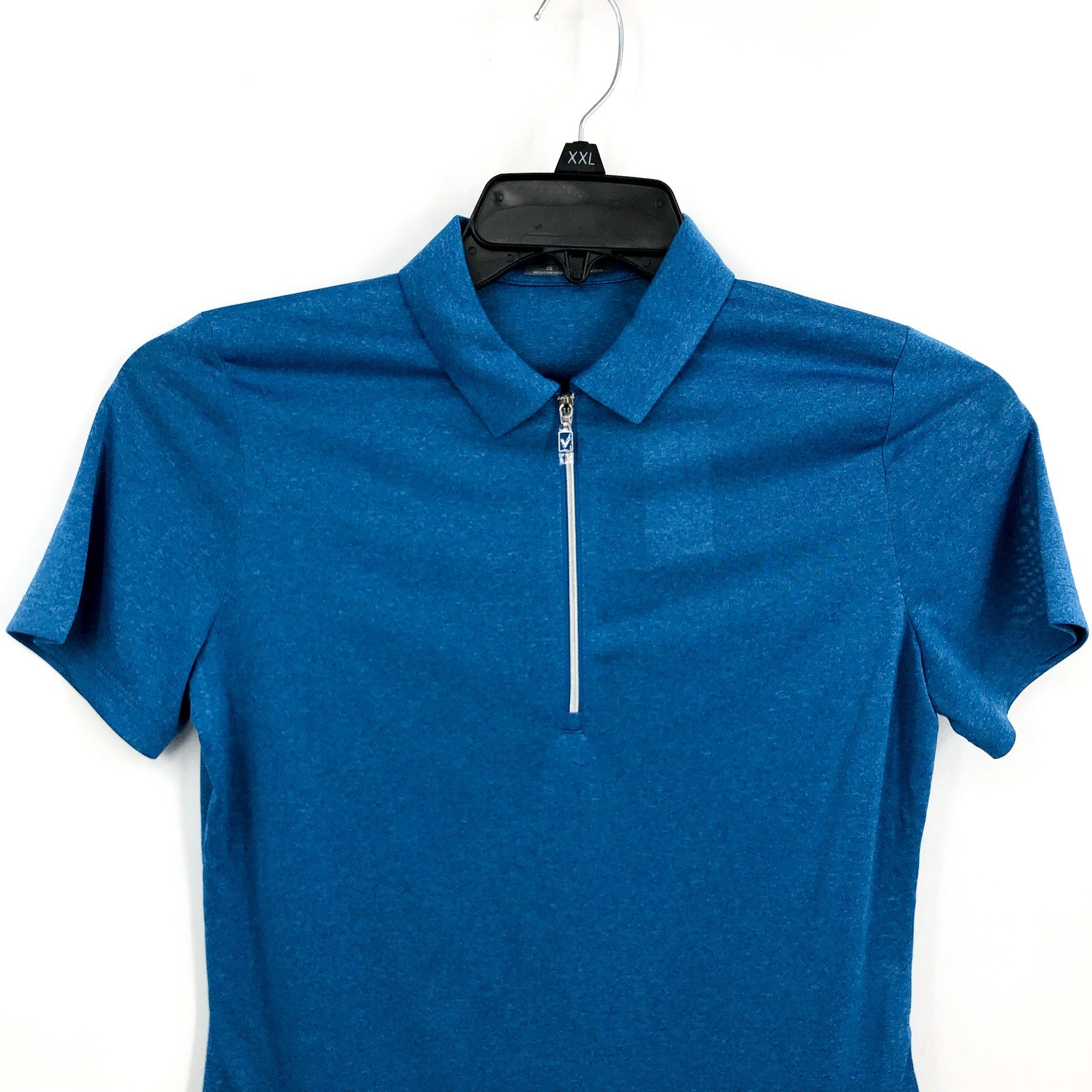 Callaway Womens Golf Polo Shirt XS Blue Heather Quarter Zip Short Sleeve NWT