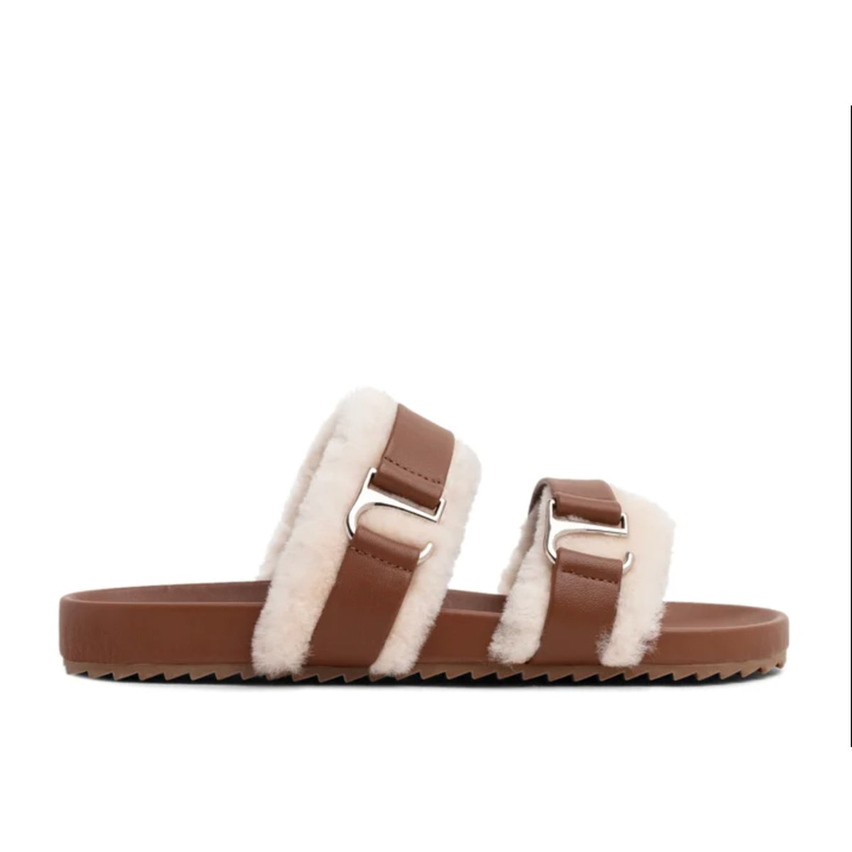 Senso Womens Dalley Slide Sandals EU 42 US 12 M Brown Leather Shearling NWOB