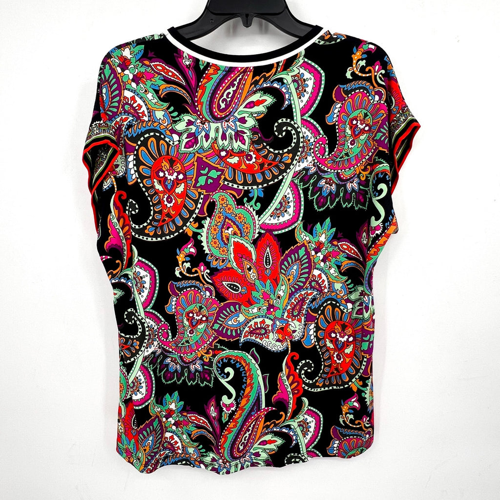 JOHNNY WAS Women's The Janie Favorite Relaxed Tee Medium Black Multi Print NWT