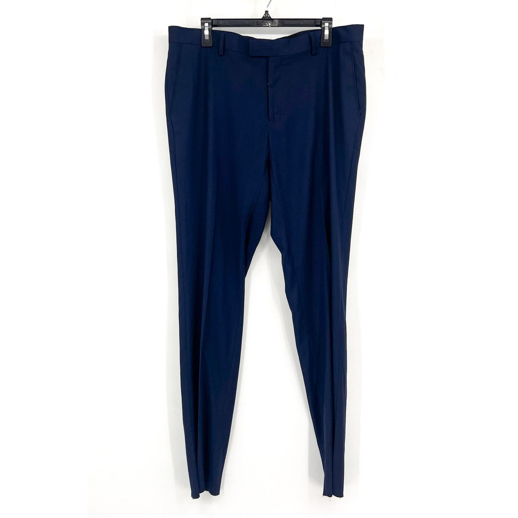 SOUL OF LONDON Men's Slim Fit Dress Pants 37R Navy Blue Flat Front NWOT