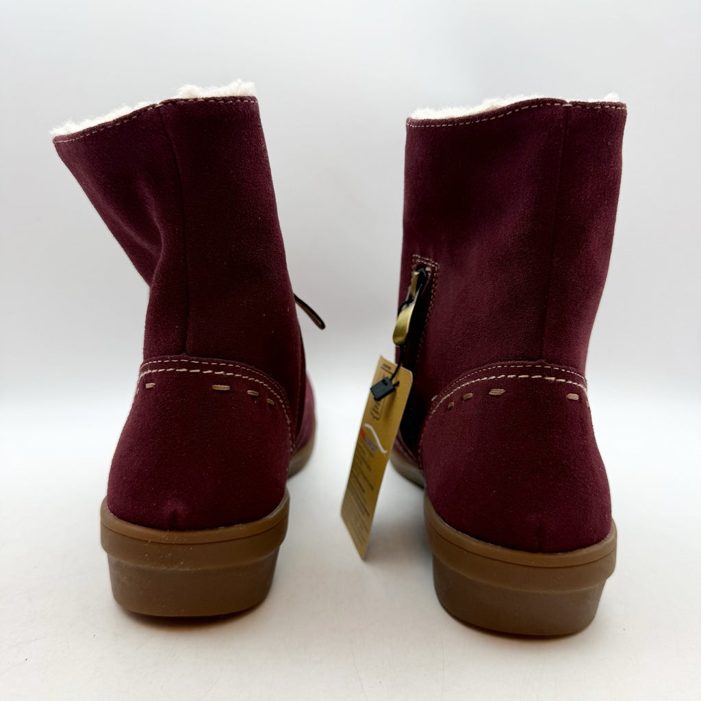 Spenco Womens Sun Valley Ankle Boots US 10 Red Burgundy Suede Sherpa Lined NIB