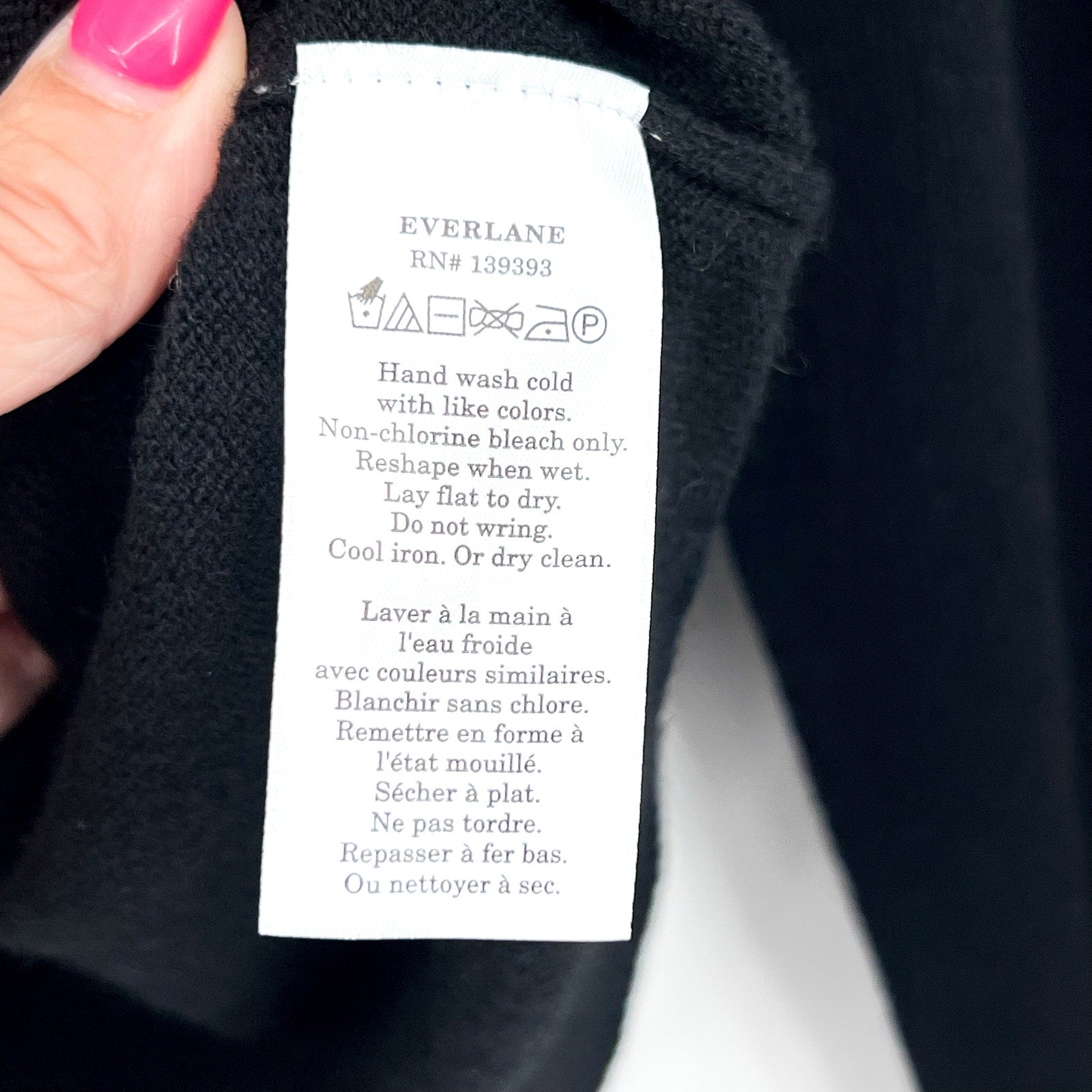 EVERLANE Women's The Classic Crew Cashmere Sweater Large Black NWT