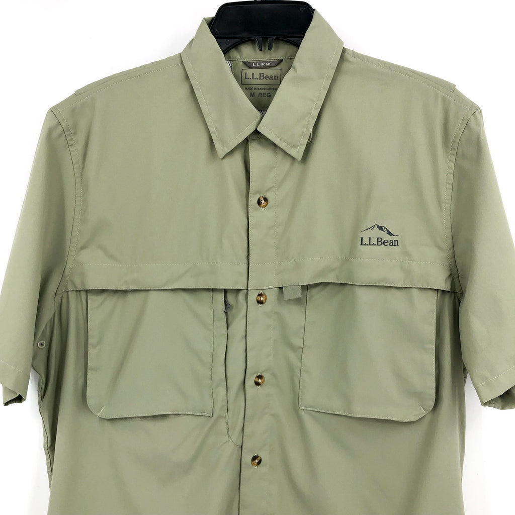 L.L. BEAN Men's SunSmart Tropicwear Shirt Medium Green Sage Short Sleeve NWT