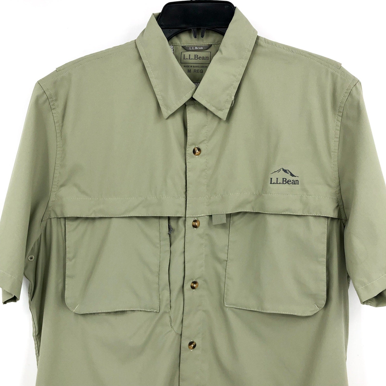 L.L. BEAN Men's SunSmart Tropicwear Shirt Medium Green Sage Short Sleeve NWT