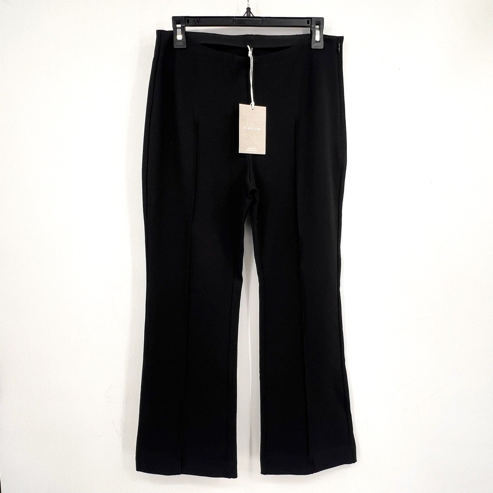 EVERLANE Women's The Dream Kick Flare Pants Large Black Flat Front NWT