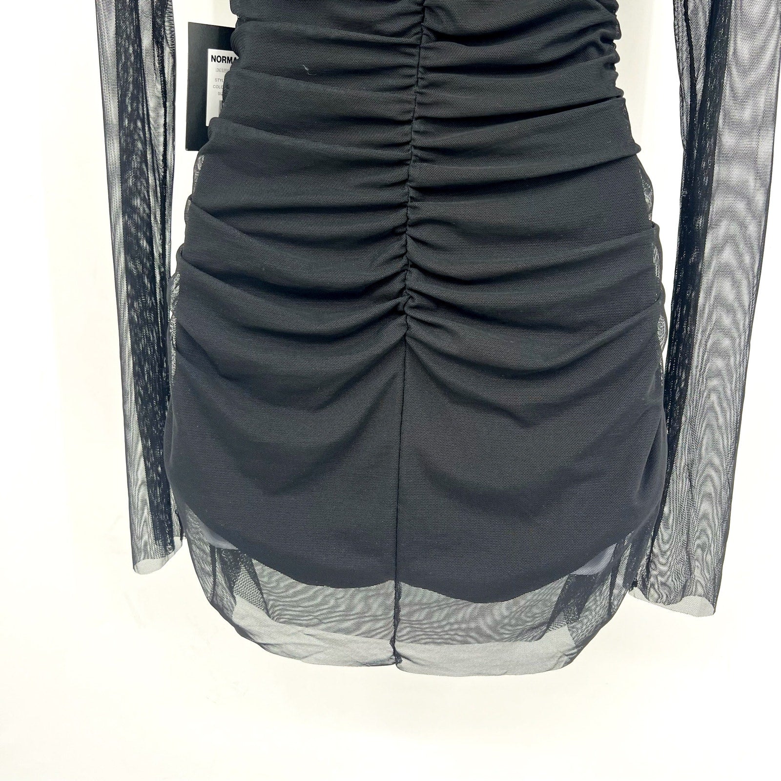 NORMA KAMALI Turtleneck Pickleball Dress Medium FR 38 Black Mesh Long Sleeve NWT