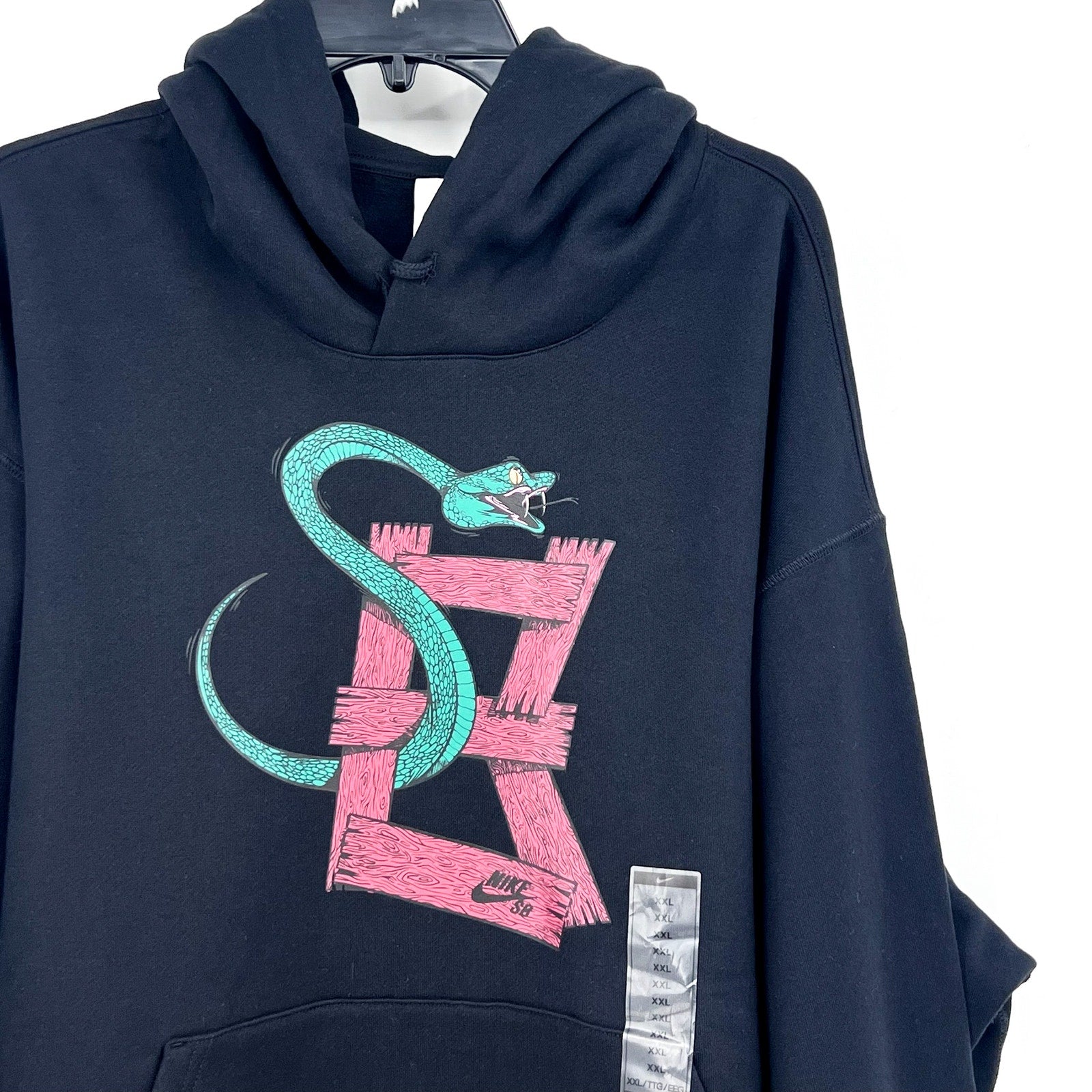 NIKE Men's SB Snake Pullover Hoodie Sweatshirt XL Black Graphic Fleece NWT