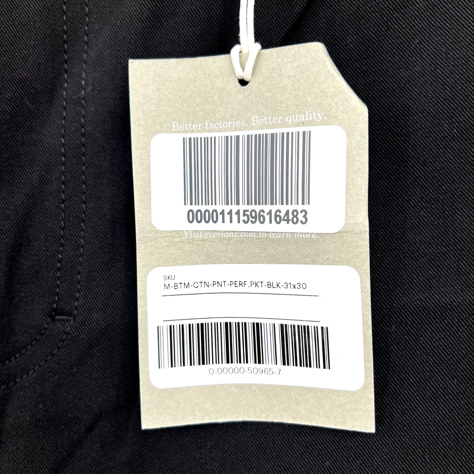 EVERLANE Men's The Performance 5-Pocket Pants 31x30 Black Chino Stretch NWT