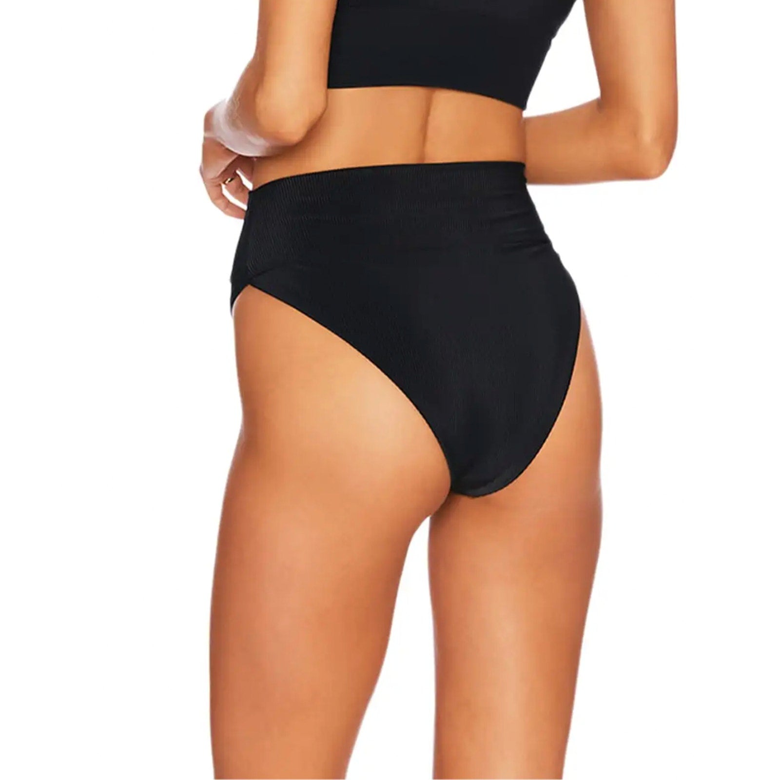 BEACH RIOT Women's Highway Bikini Bottoms Large Black Ribbed Knit NWOT