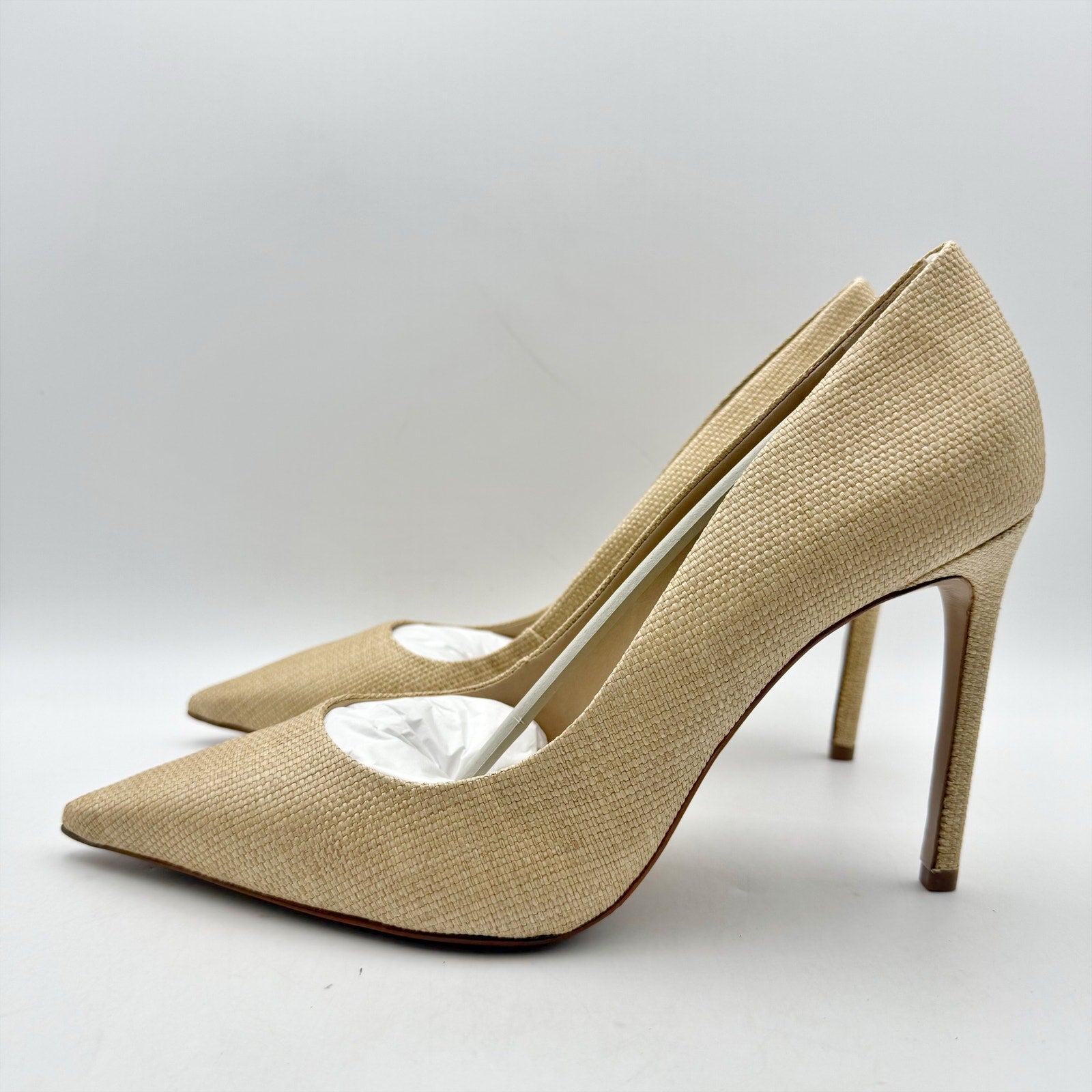 Schutz Womens Lou Slip On Pumps US 11 B Beige Tan Raffia NIB