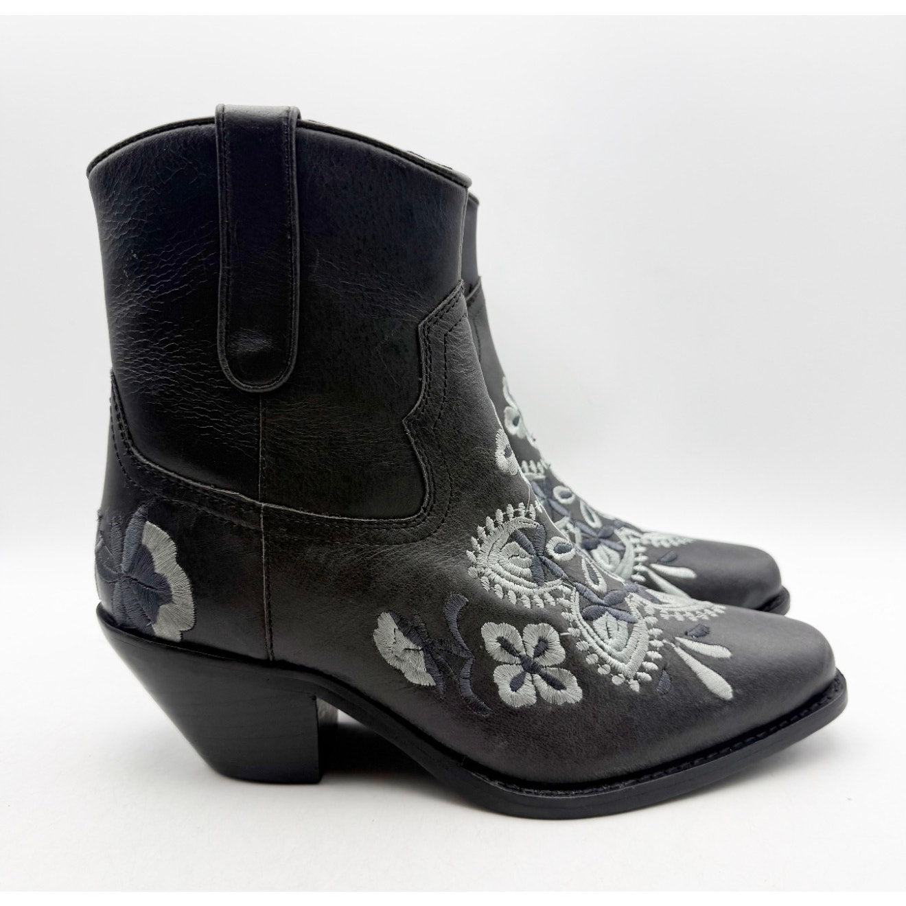 Diba True Women's Cains Ville Western Bootie US 6 M Black Charcoal Leather NWOB