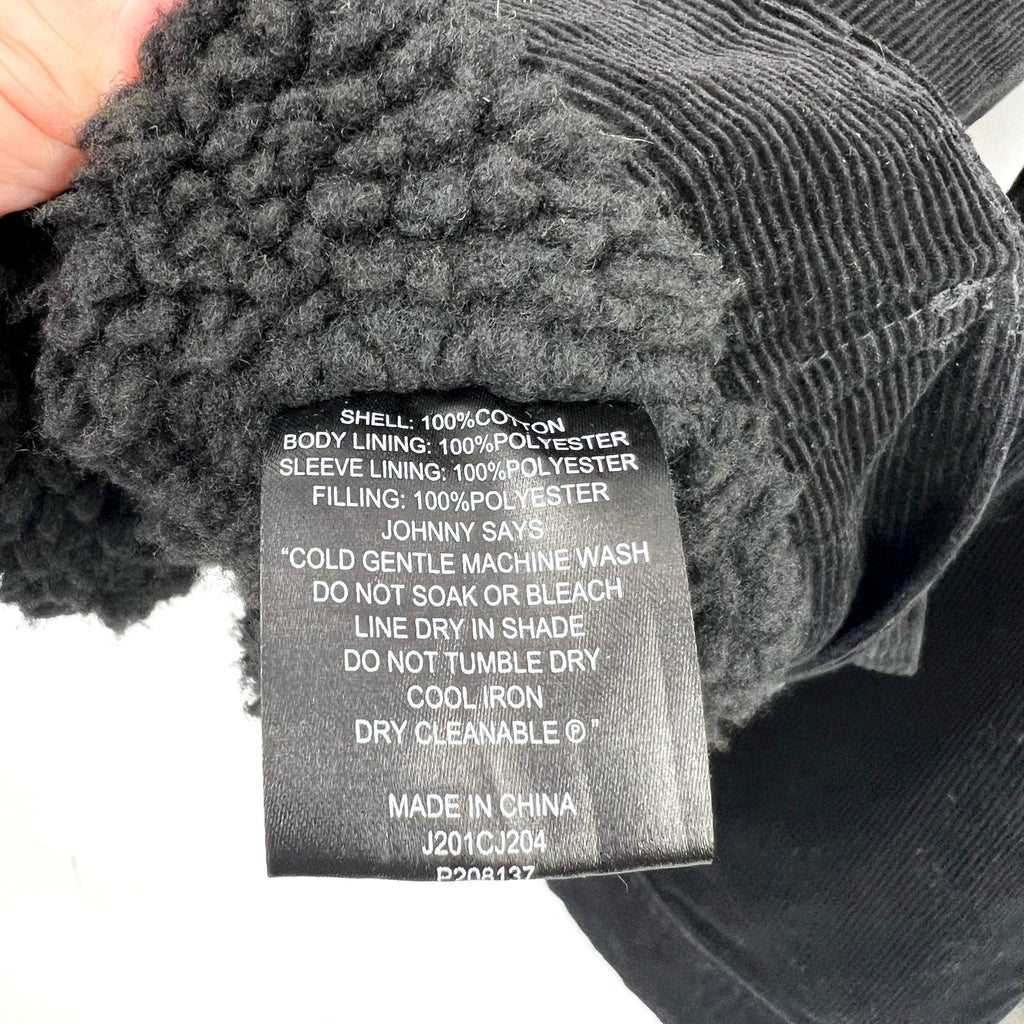 JOHNNY BIGG Men's Corduroy Sherpa Shacket Size 7XL Black Long Sleeve NWOT