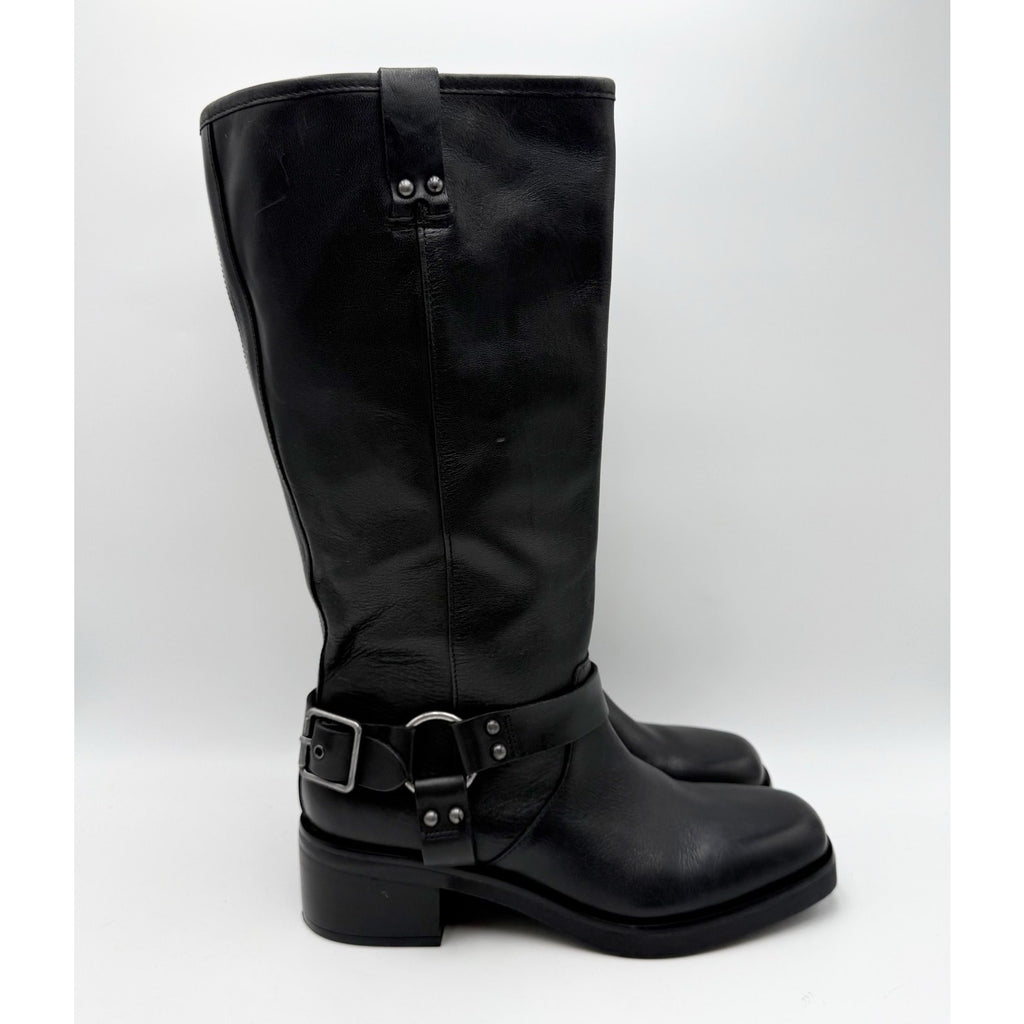 Crown Vintage Womens Reny Knee High Boots Size 7 M Black Leather NWOB
