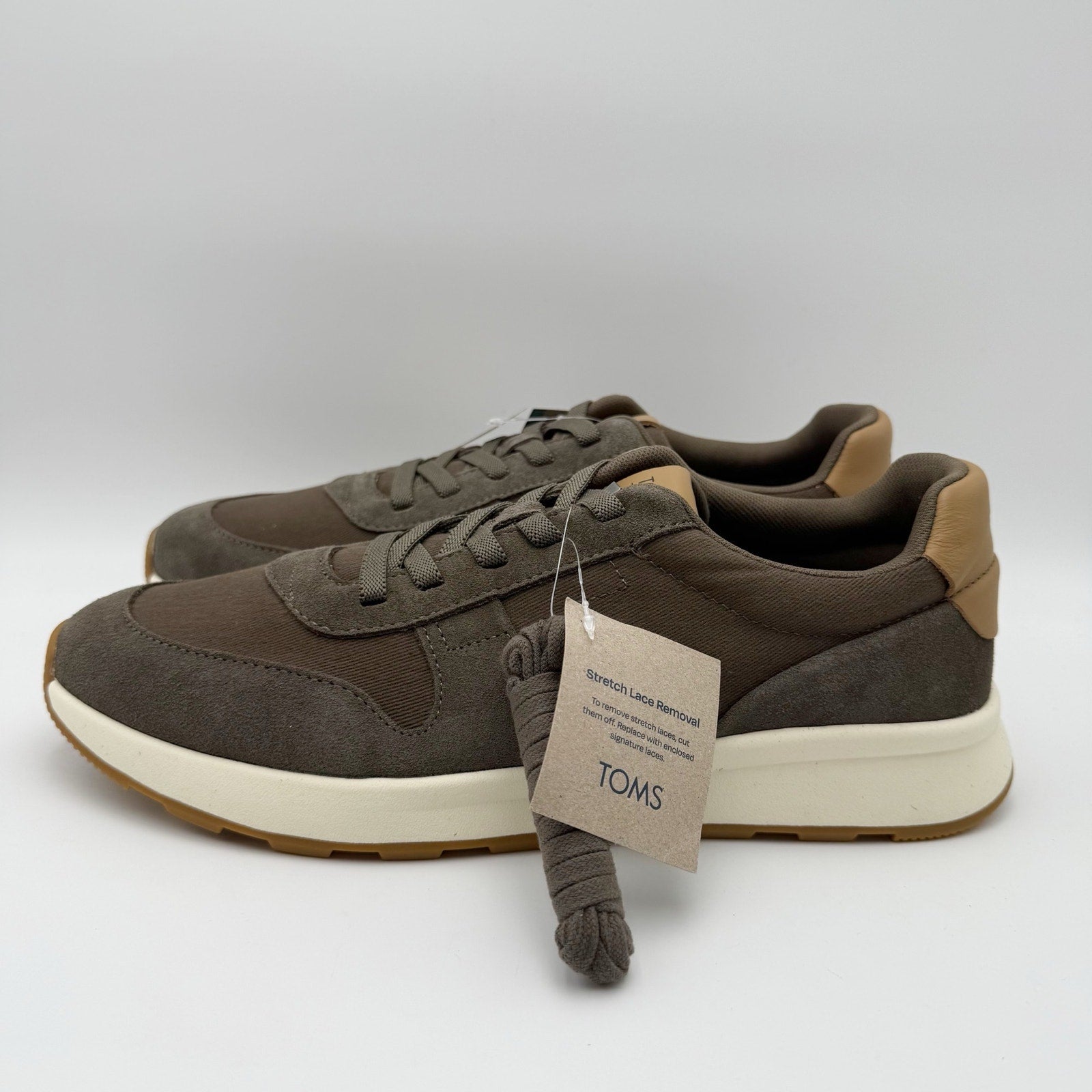 Toms Mens Travel Lite Retro Casual Sneakers Size 11 EU 44 Olive Brown Suede NIB