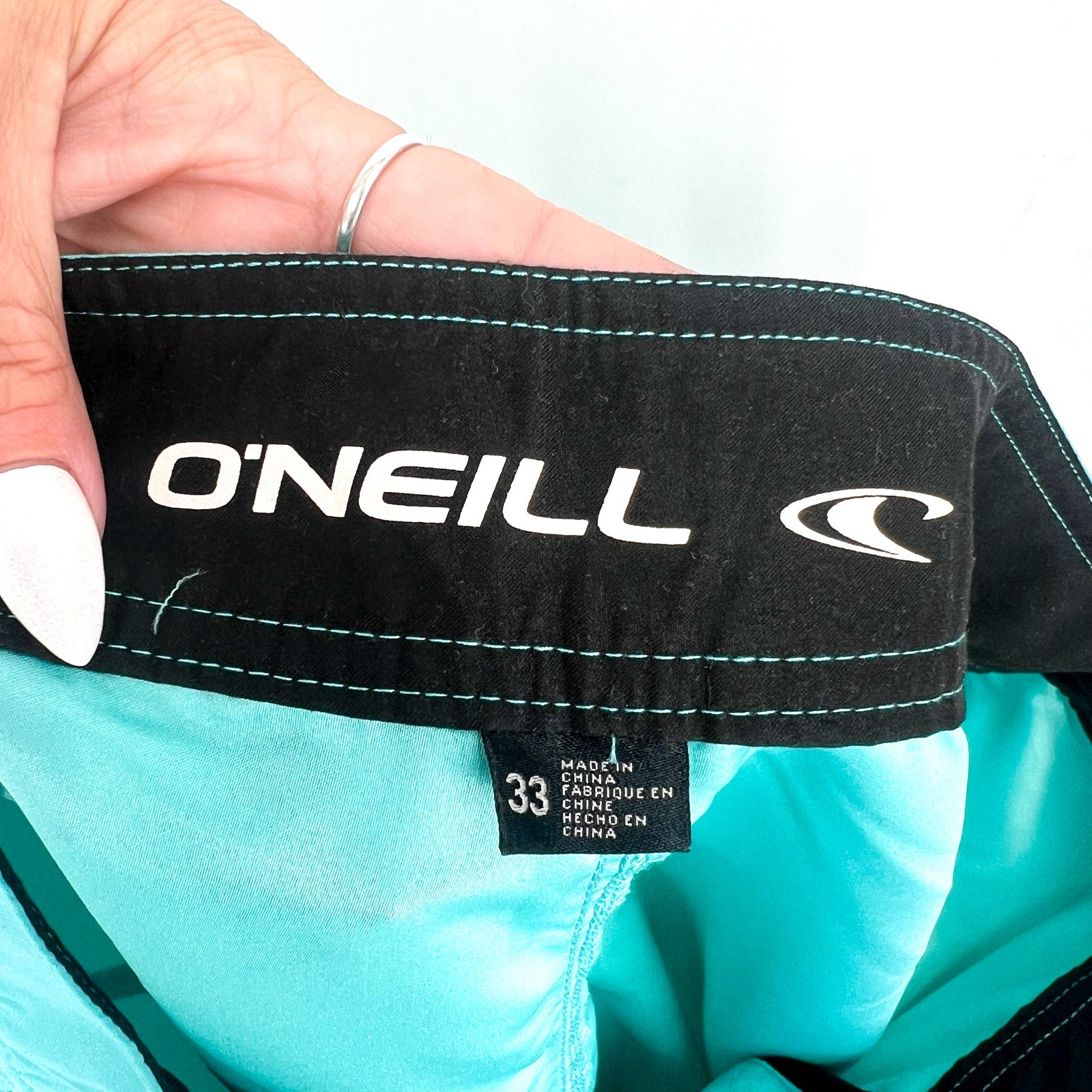 O'Neill Mens Santa Cruz Solid 2.0 Board Shorts Size 33 Turquoise Blue NWT