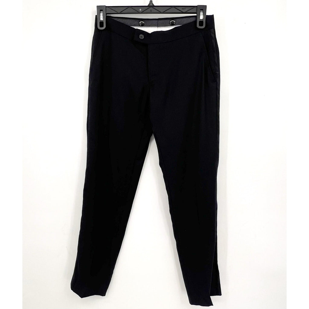 THE SAVILE ROW Mens Berwick Slim Straight Dress Pants 30X30 Black NWOT