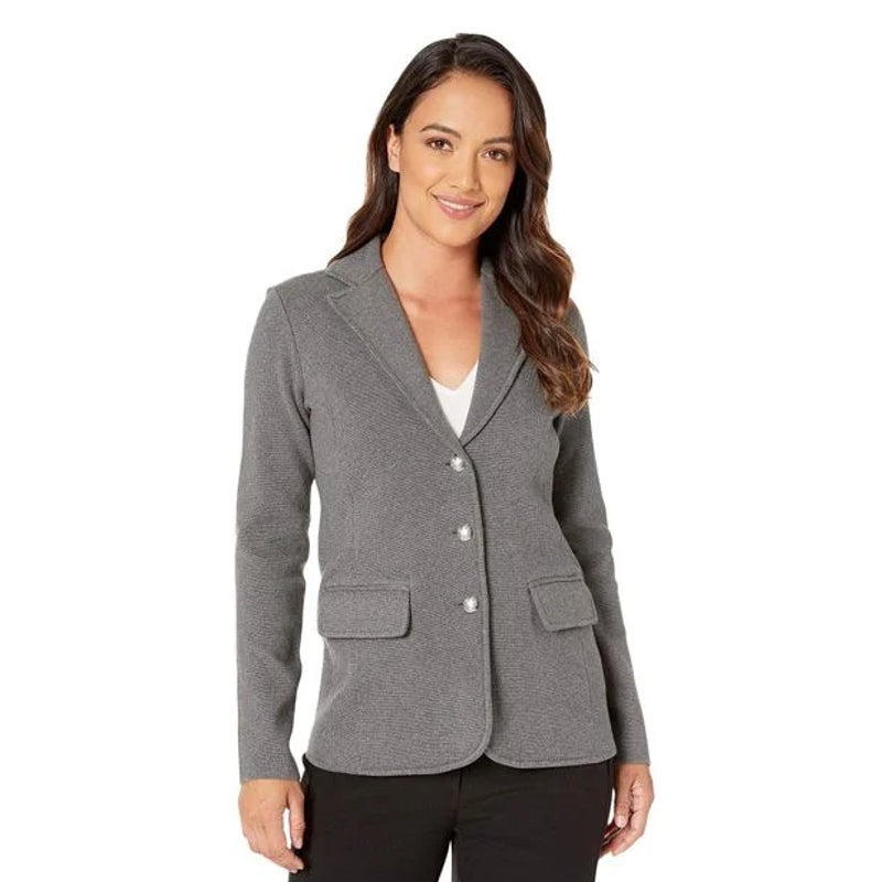 LAUREN RALPH LAUREN Womens Sweater Knit Blazer Small Petite Grey Long Sleeve NWT
