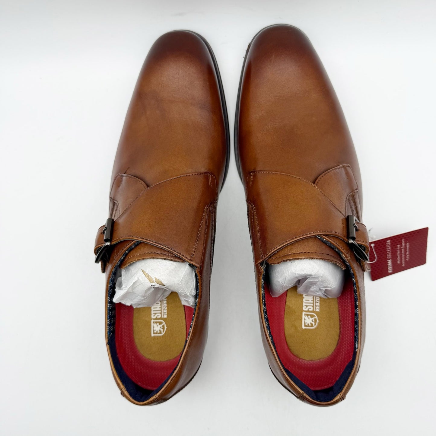 Stacy Adams Mens Karcher Monk Strap Dress Shoes US 9 M Brown Leather NIB