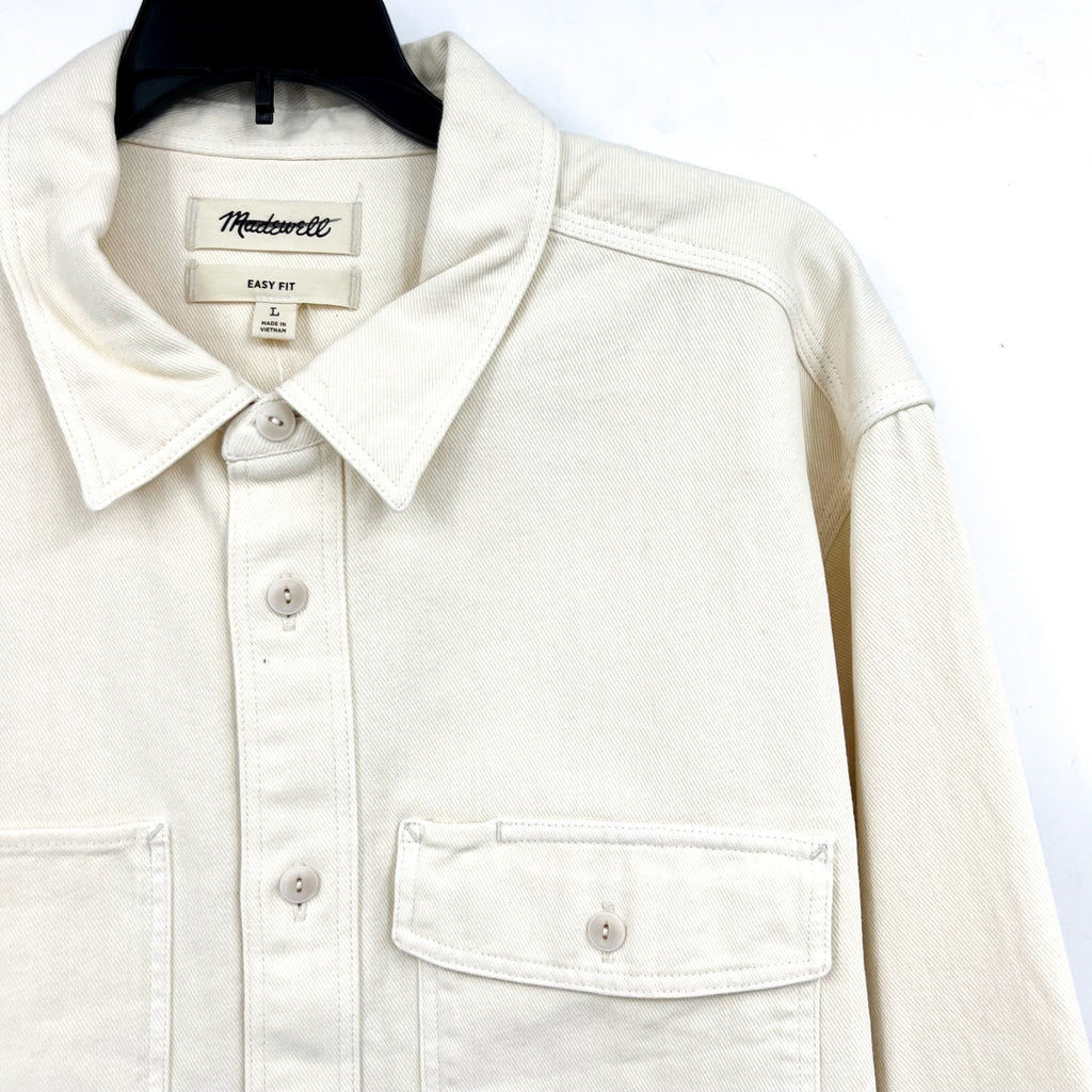 MADEWELL Men's Garment-Dyed Work Shirt Large Cream Long Sleeve NB643 NWT