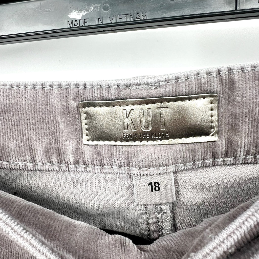 KUT FROM THE KLOTH Rachael Mom Corduroy Jeans Size 18 Grey High-rise Fab Ab NWOT
