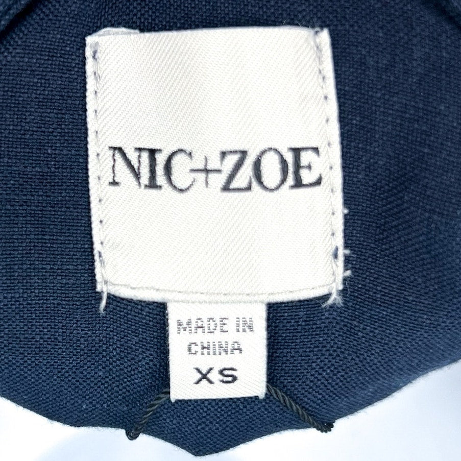 NIC + ZOE Women's Sunset Soiree Dress XS Blue Dark Indigo Sleeveless Linen NWT