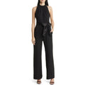 ELIZA J Sequin Bow Detail Sleeveless Jumpsuit SIZE 6 Black Tie Neck NWT