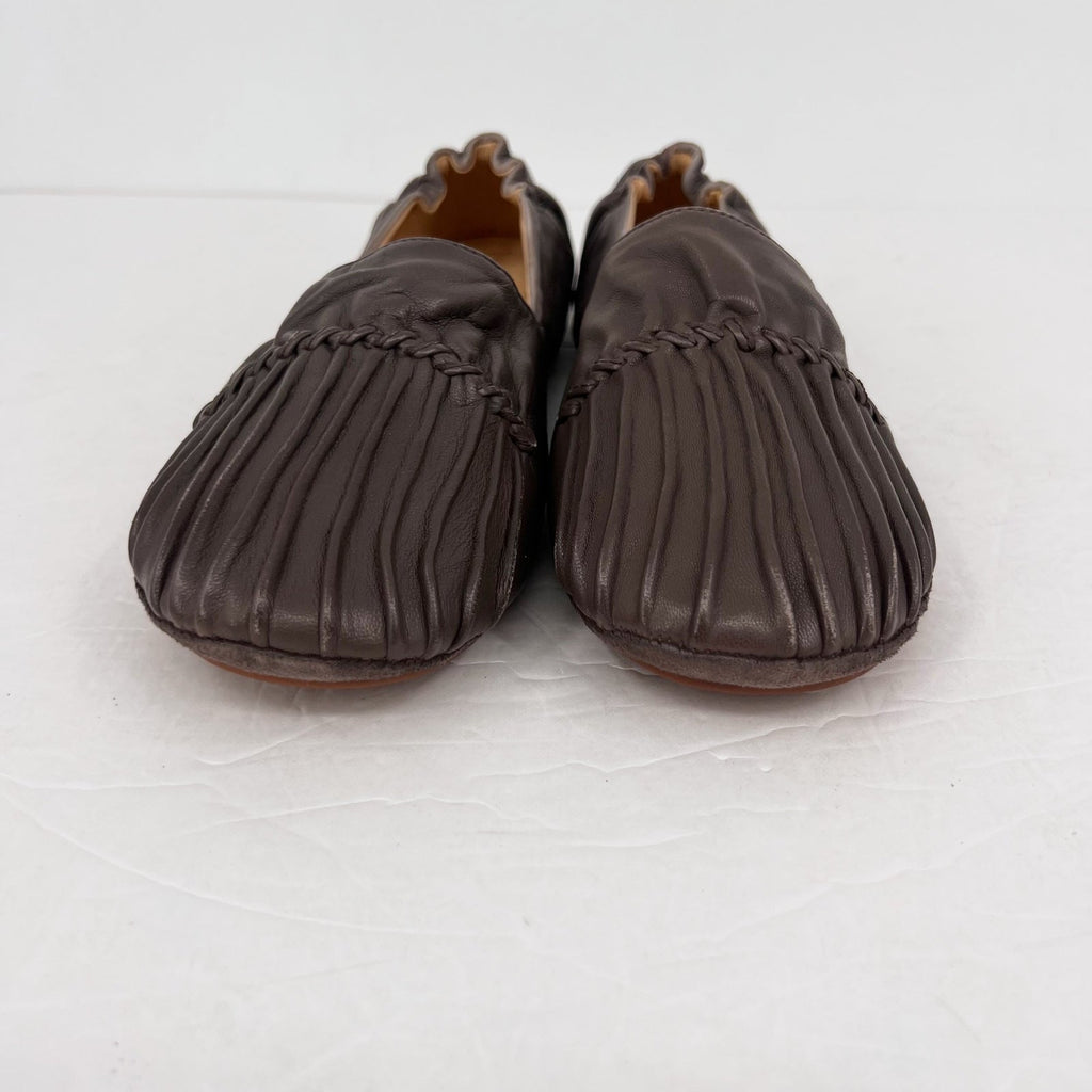 Chocolat Blu Womens Cam 2 Pleated Ballet Flats Size 10 Brown Grey Leather NIB