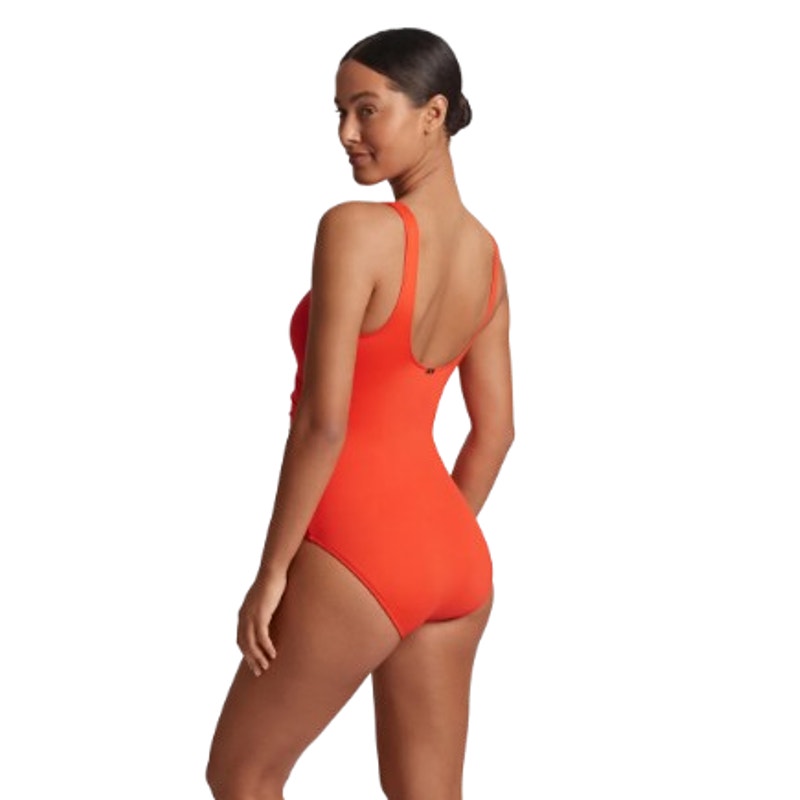 LAUREN RALPH LAUREN Ring Over The Shoulder One Piece Swimsuit Size 8 Orange NWT