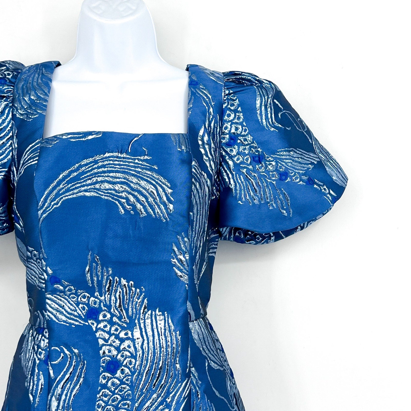 LILLY PULITZER Booker Romper Size 2 Blue Dancing Koi Metallic Jacquard NWOT