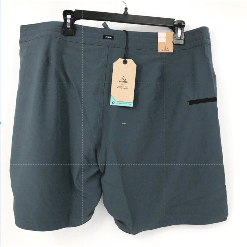 PRANA Men's Fenton Board Shorts Size 28 Grey Blue 9" Inseam Drawcord Swim NWT