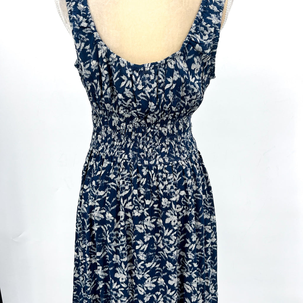 FAHERTY Women's Sunseeker Dress XL Blue White Juniper Ikat Floral Sleeveless NWT