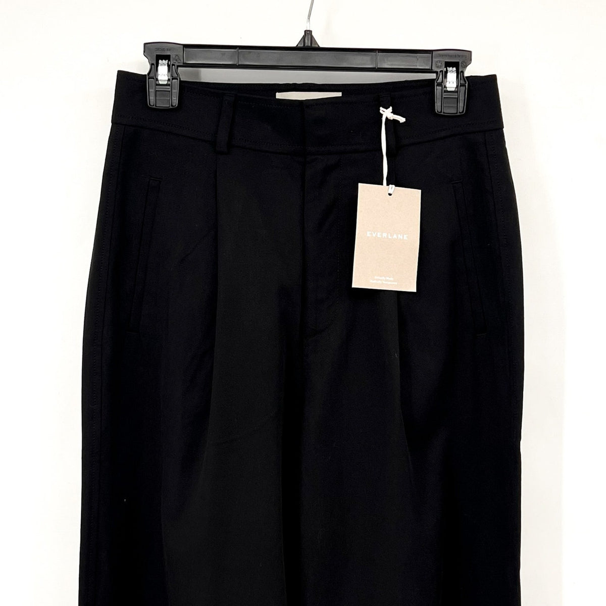 Everlane Womens The Way-High Drape Pants Sz 4 30" Inseam Pleated Black NWT