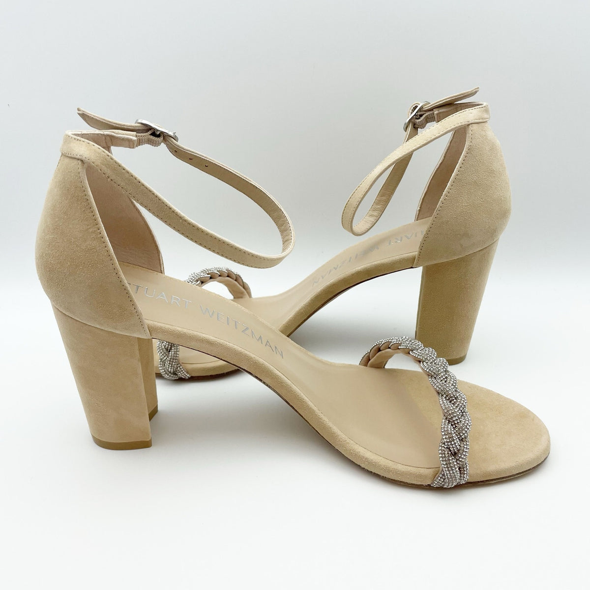 Stuart Weitzman Womens Nearlynude Highshine Sandal Size 11 Adobe Beige Heel NWOB