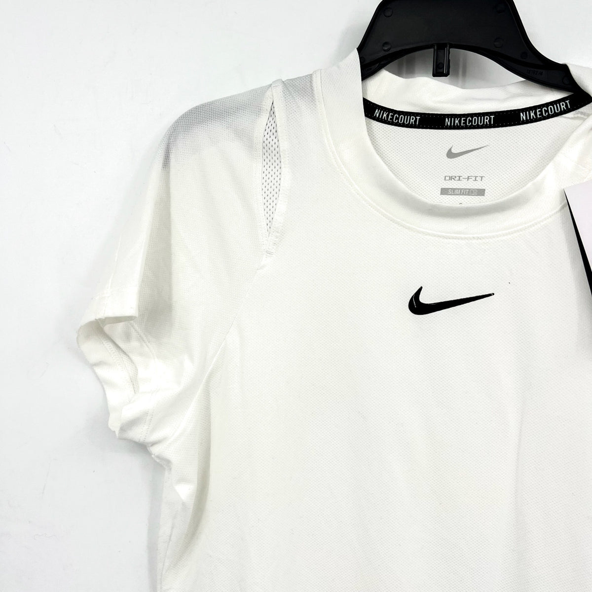 NIKE Women's Court Advantage Tennis T-Shirt Large White Short Sleeve Dri-Fit NWT