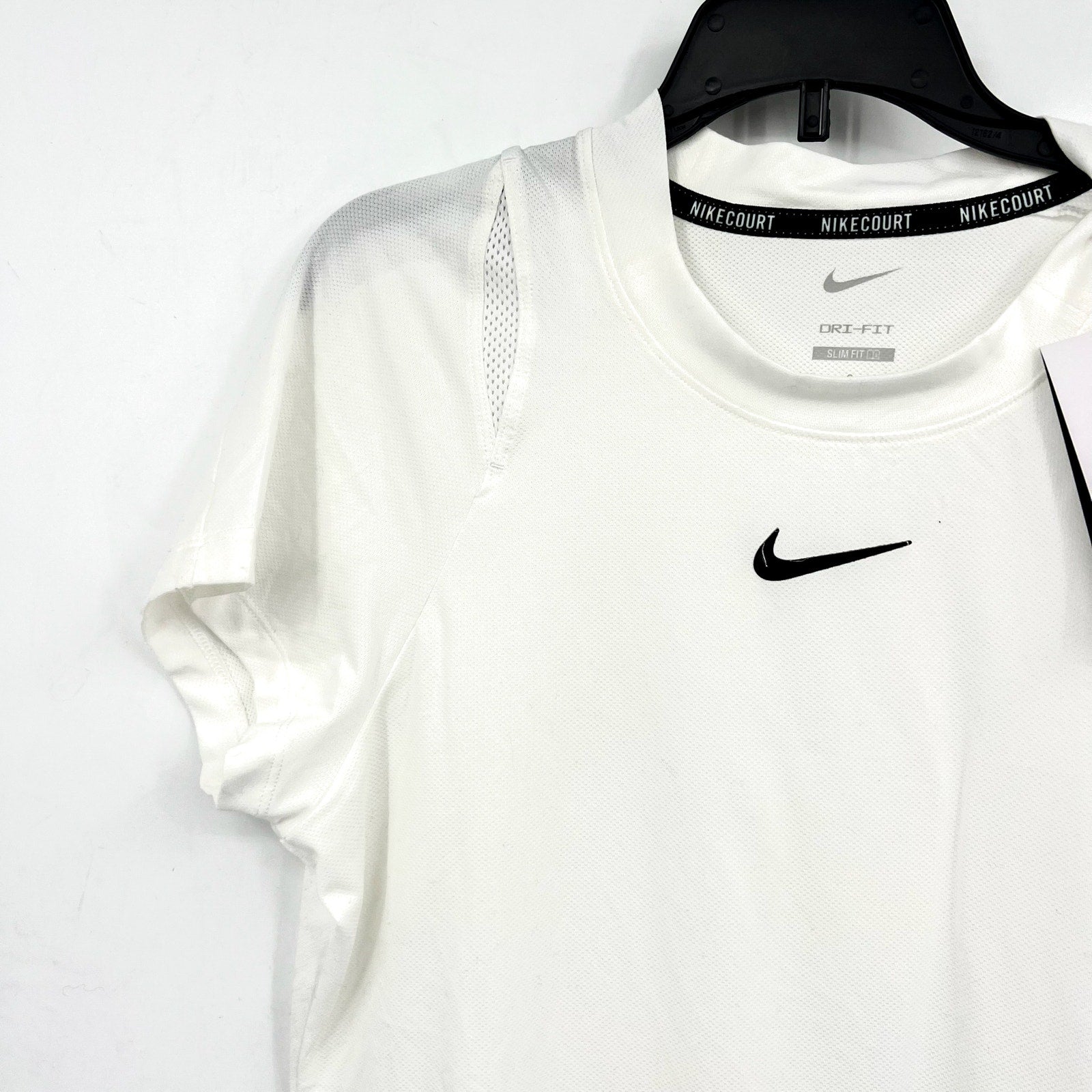 NIKE Women's Court Advantage Tennis T-Shirt Large White Short Sleeve Dri-Fit NWT