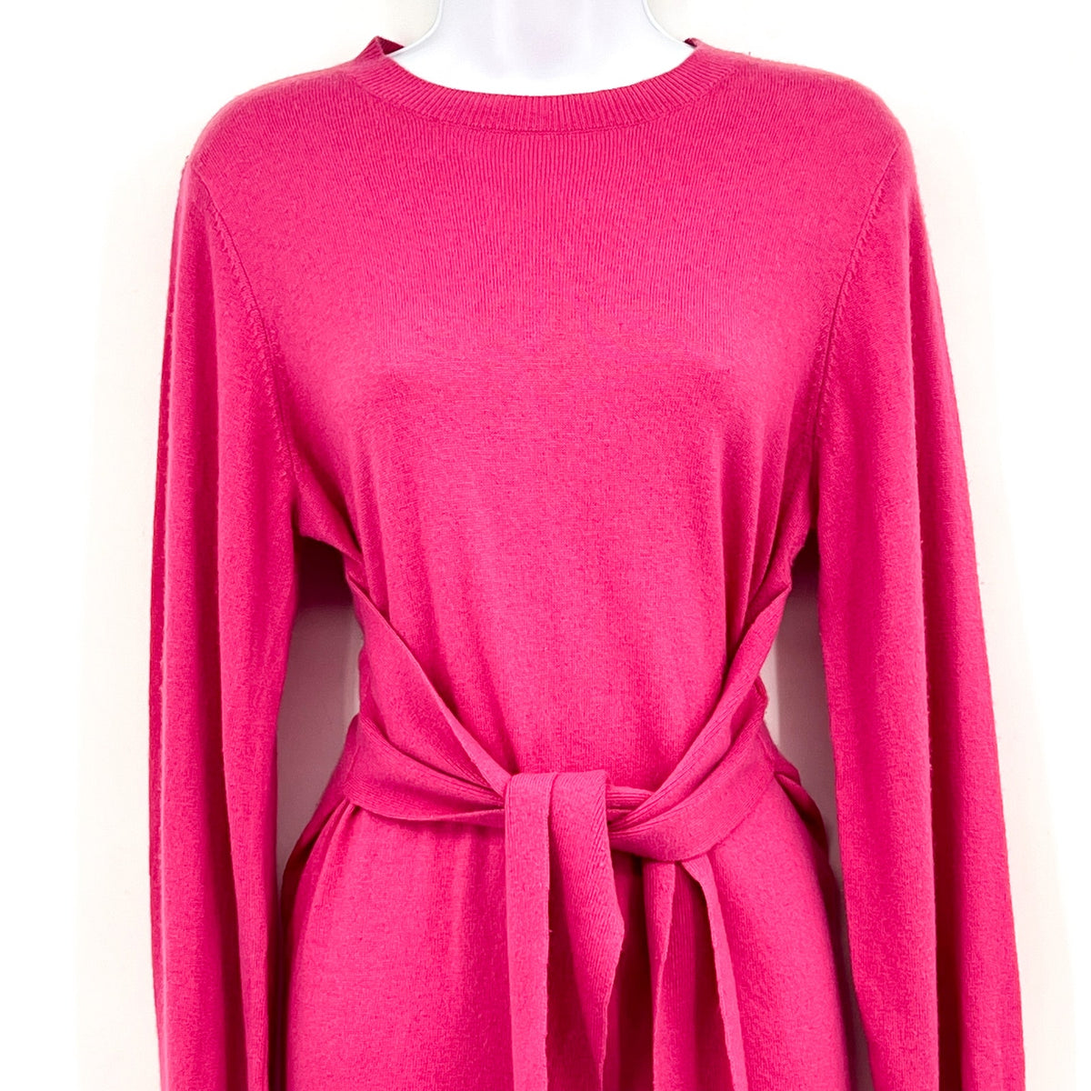 TED BAKER Essya Knit Midi Sweater Dress Small Size 1 Bright Pink Slouchy Tie NWT