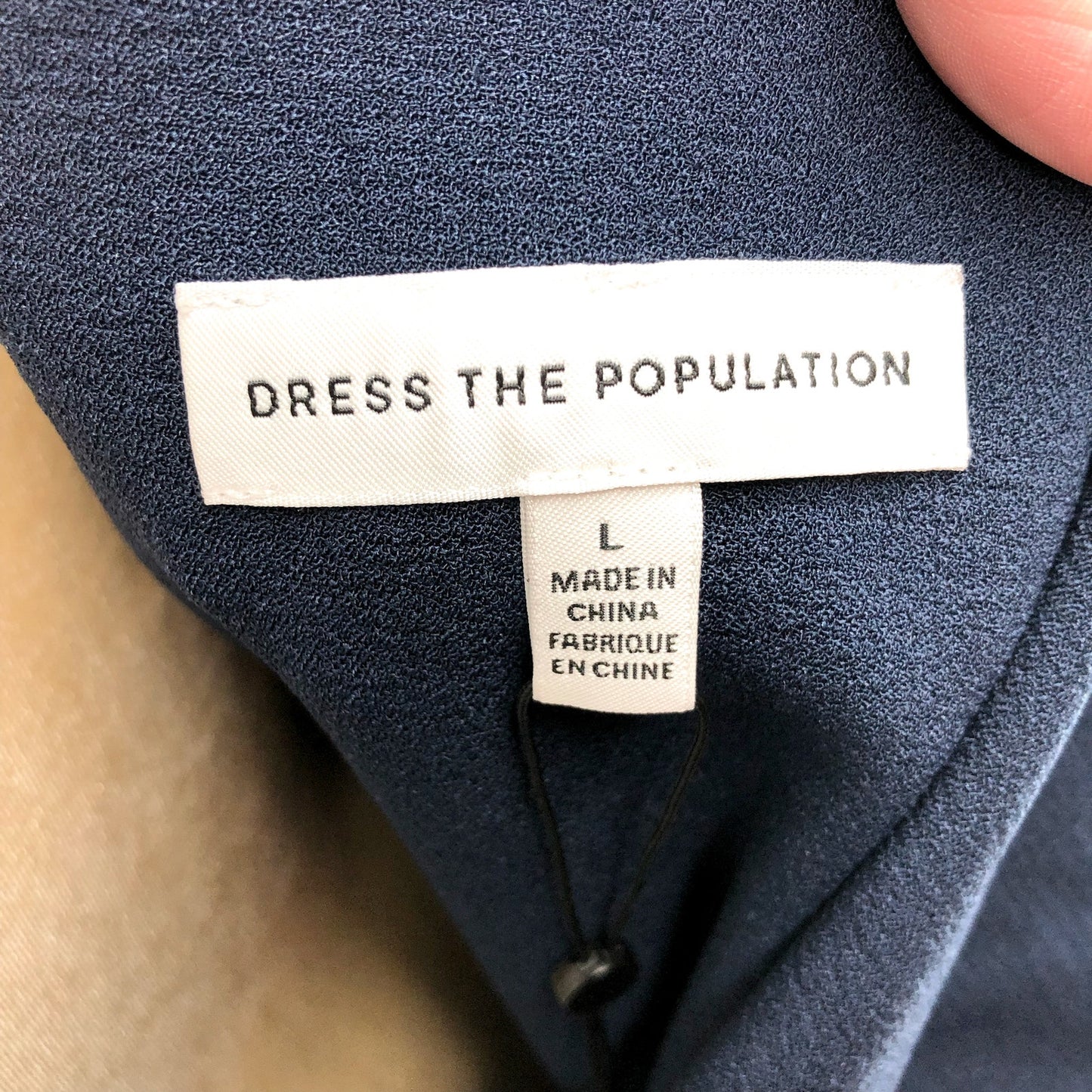 DRESS THE POPULATION Tiffany One Shoulder Sheath Dress Large Midnight Blue NWT