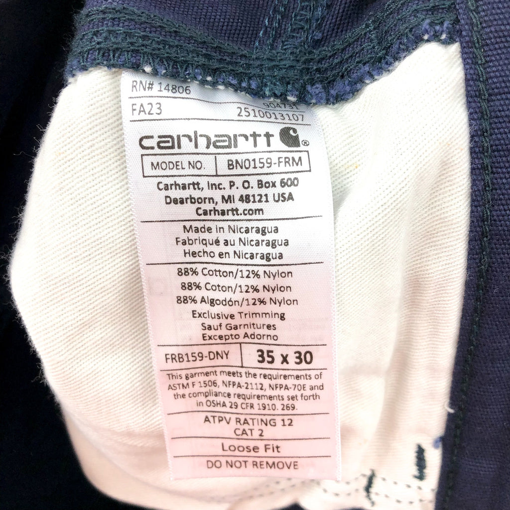 CARHARTT Men's FR Canvas Utility Pants 35x30 Navy Blue Loose Fit Midweight NWT