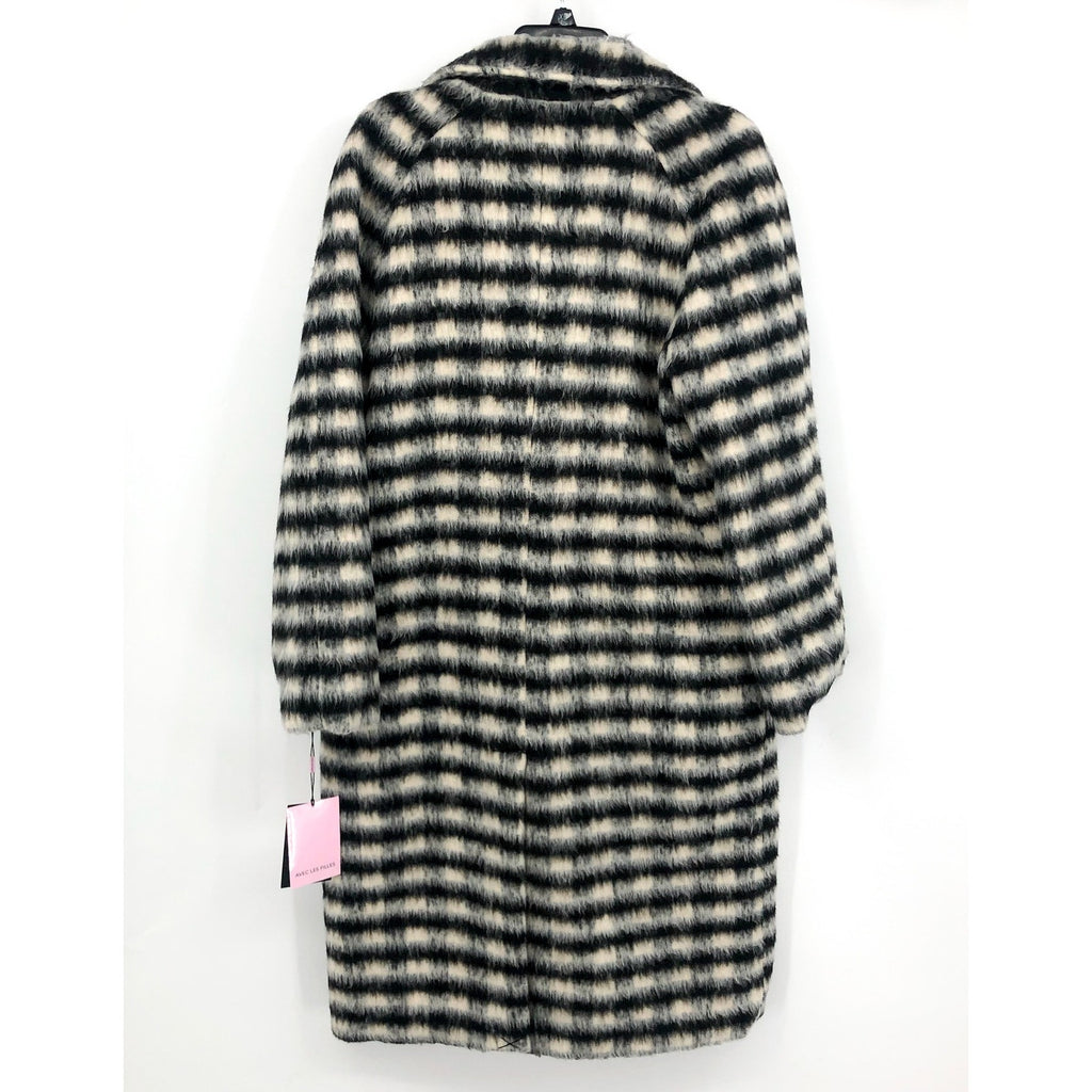 AVEC LES FILLES Womens Relaxed Walking Coat Large Black White Houndstooth NWT