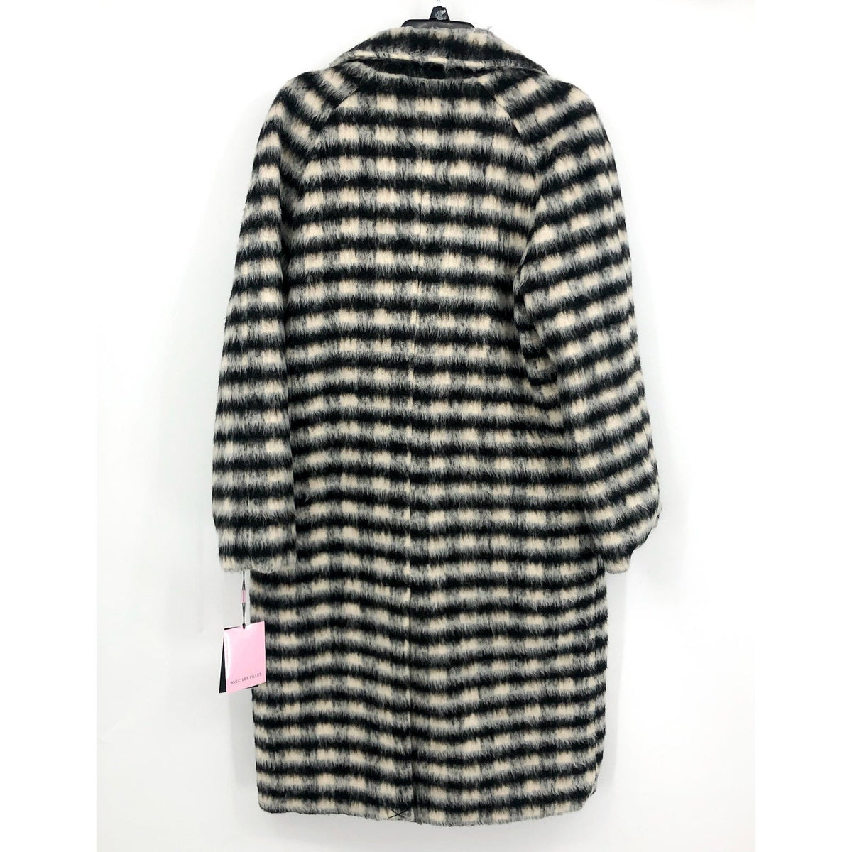 AVEC LES FILLES Womens Relaxed Walking Coat Large Black White Houndstooth NWT